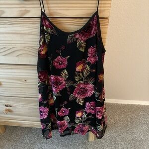 Black floral tank top flowy dress